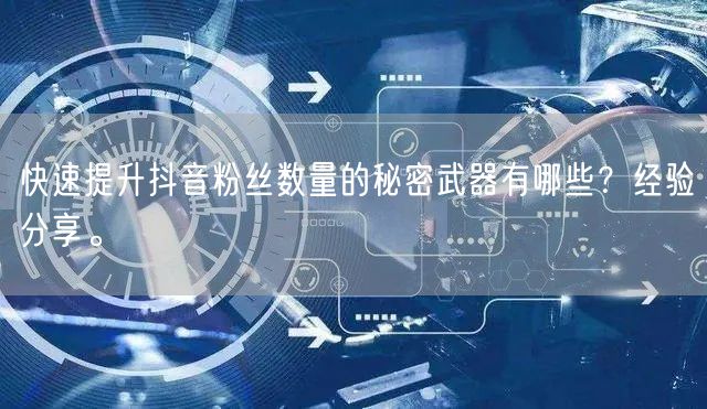 快速提升抖音粉丝数量的秘密武器有哪些?经验分享。