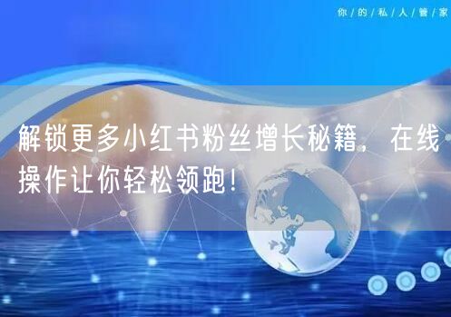 解锁更多小红书粉丝增长秘籍,在线操作让你轻松领跑!