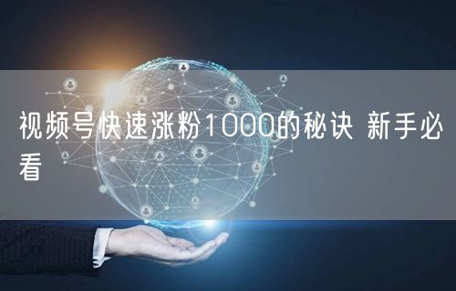 视频号快速涨粉1000的秘诀 新手必看